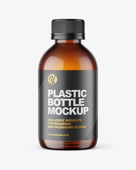 200ml Amber Plastic Bottle Mockup