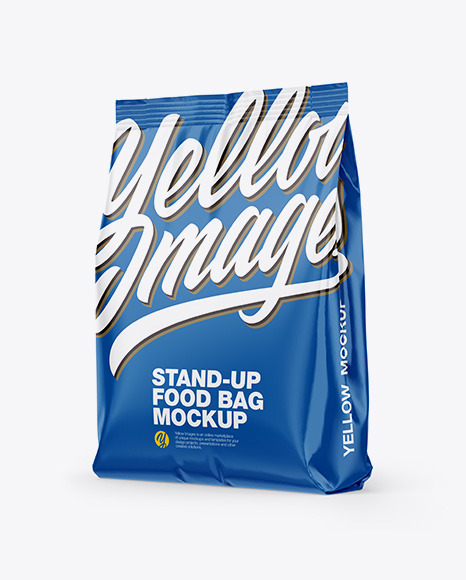 Glossy Stand-Up Bag Mockup - Half Side View