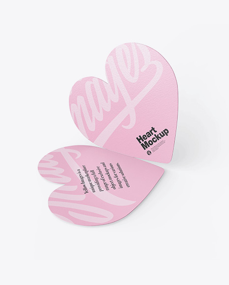Two Textured Heart Shaped Cards Mockup