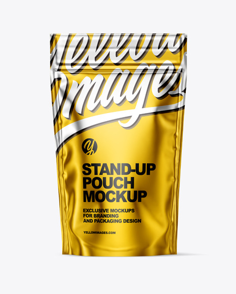 Matte Metallic Stand Up Pouch with Zipper Mockup
