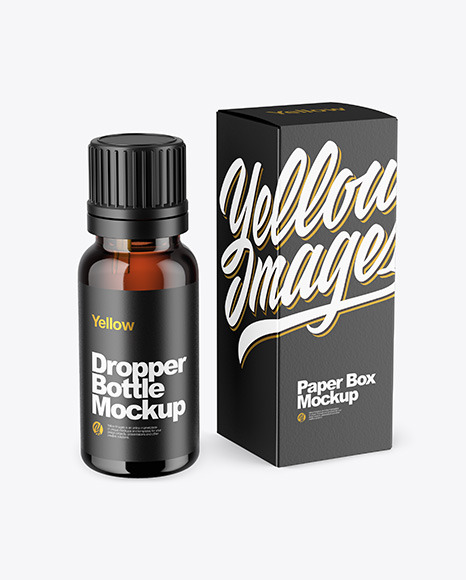 Amber Dropper Bottle with Box Mockup