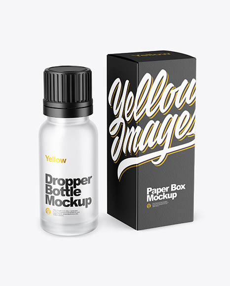 Frosted Glass Dropper Bottle with Box Mockup
