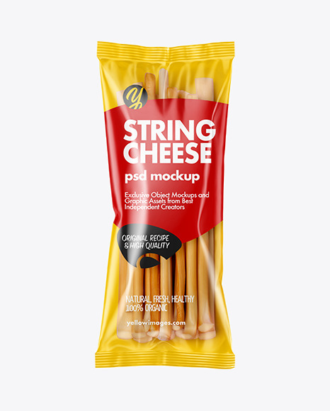 Plastic Bag With String Cheese Sticks Mockup