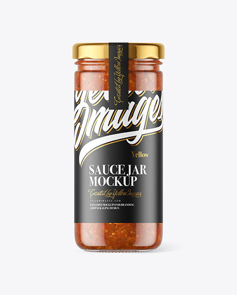 Clear Glass Jar with Tomato Meat Sauce Mockup