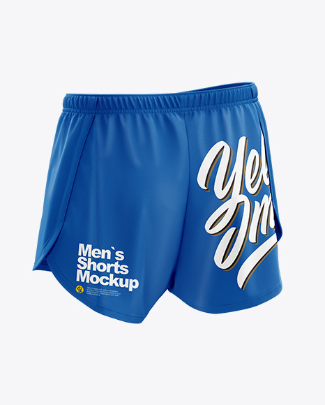 Men’s Split Shorts mockup (Back Half Side View)