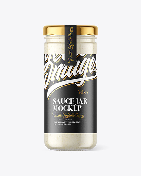 Clear Glass Jar with Horseradish Sauce Mockup