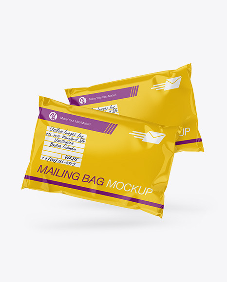 Two Glossy Mailing Bags Mockup - Front View