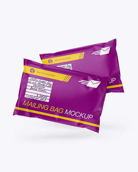 Two Matte Mailing Bags Mockup - Front View