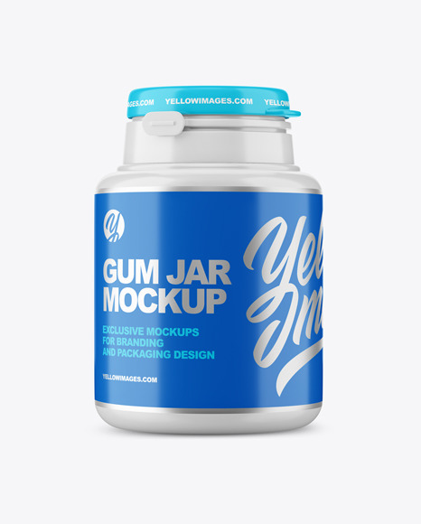 Chewing Gum Plastic Jar Mockup - Front View