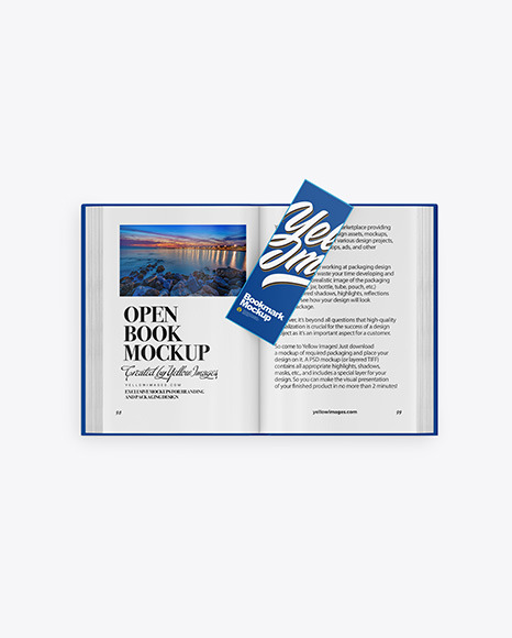 Opened Book with Bookmark Mockup