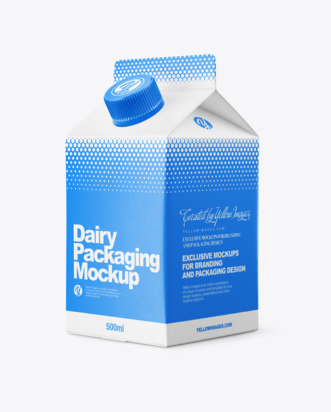 Carton Dairy Packaging Mockup - Half Side View