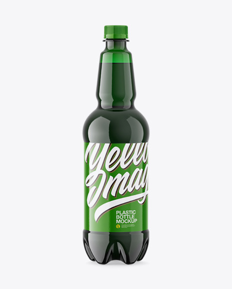Green Plastic Dark  Beer Bottle Mockup
