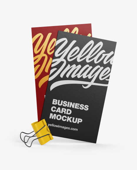 Two Paper Business Cards w/ Clip Mockup