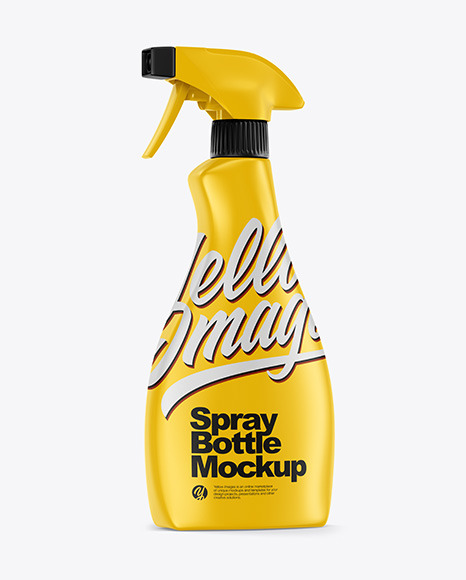 Glossy Spray Bottle Side View Mockup