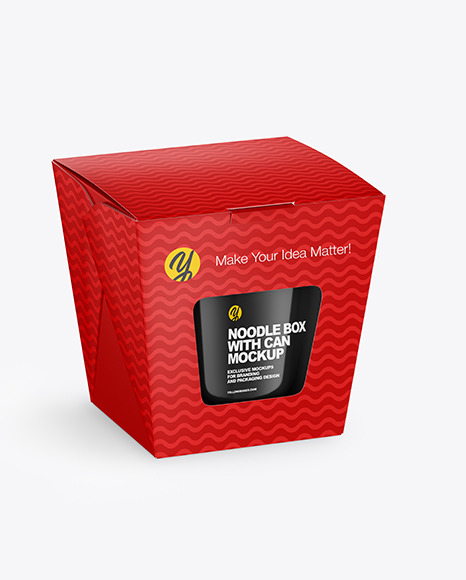 Paper Noodle Box with Can Mockup