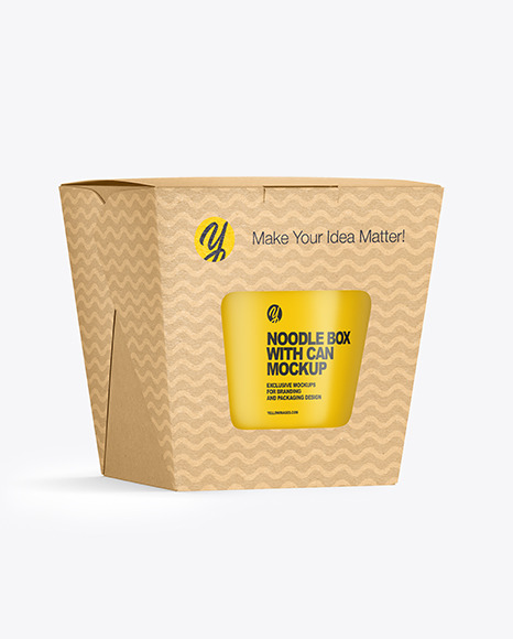 Kraft Noodle Box with Can Mockup