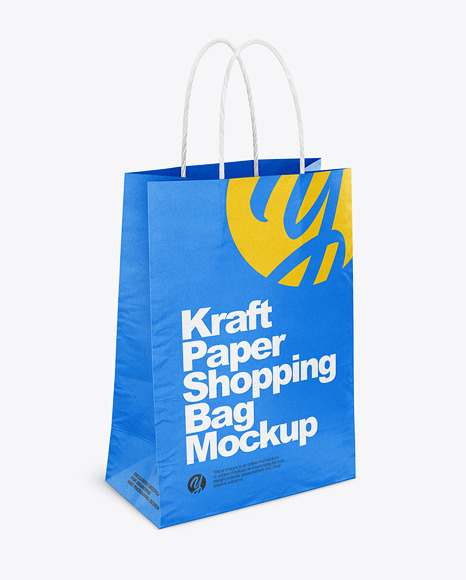 Textured Matte Paper Shopping Bag Mockup - Half Side View
