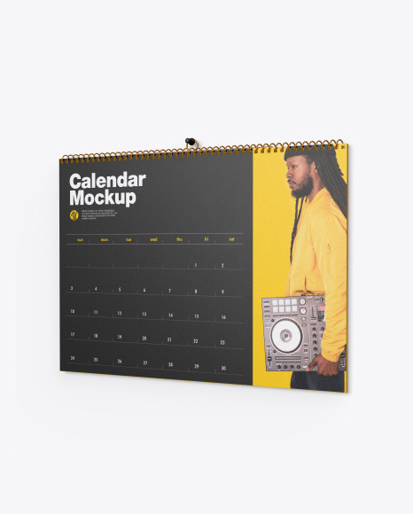 Textured Wall Calendar w/ Pin Mockup