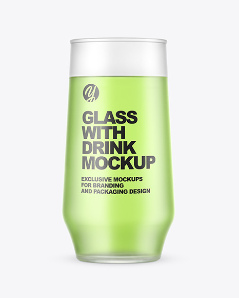 Frosted Glass With Drink Mockup