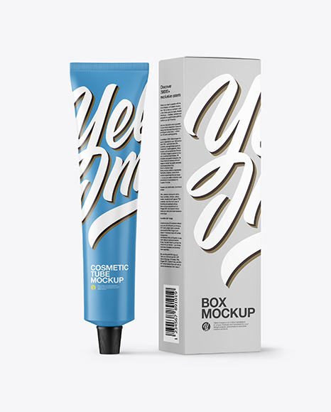 Matte Cosmetic Tube with Box Mockup
