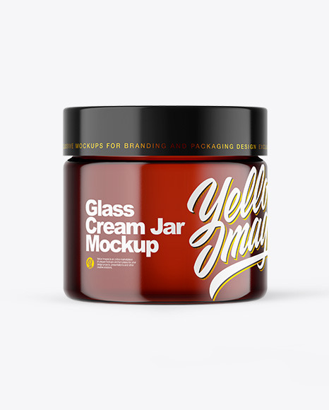 Dark Amber Glass Cream Jar Mockup