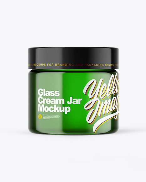 Green Glass Cream Jar Mockup