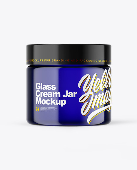 Blue Glass Cream Jar Mockup