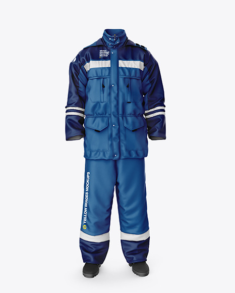 Winter Insulated Coveralls Mockup – Front  View