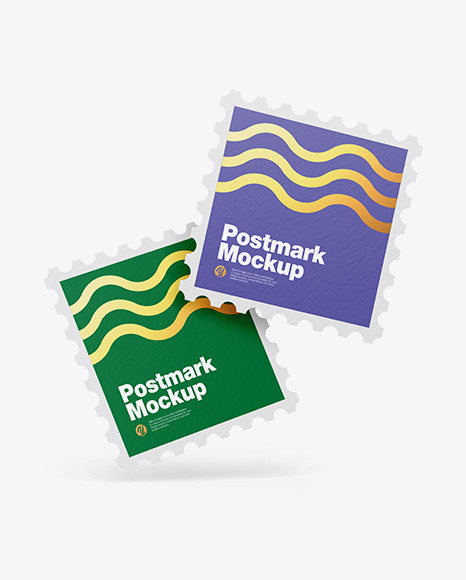 Textured Square Postmarks Mockup