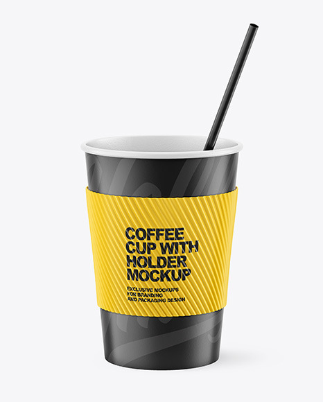 Coffee Cup with Straw Mockup