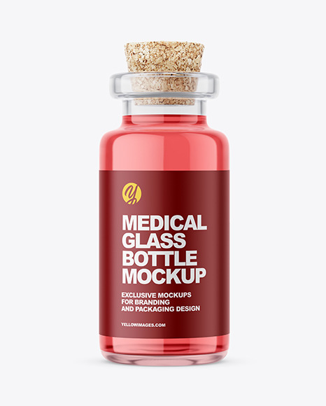 Glass Medical Bottle with Cork Mockup