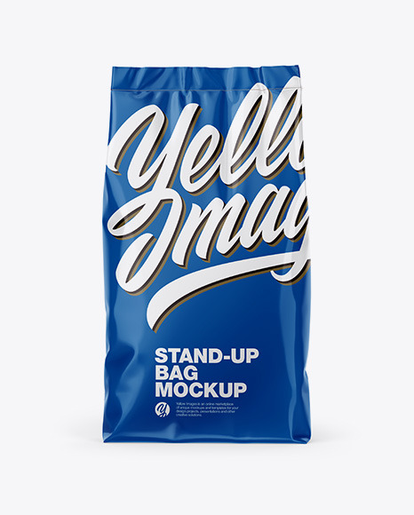 Glossy Stand-Up Bag Mockup - Front View
