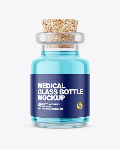 Glass Medical Bottle with Cork Mockup
