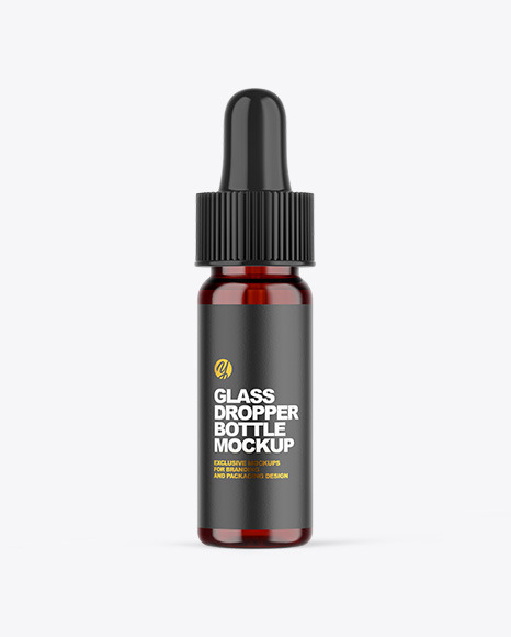 Dark Amber Glass Dropper Bottle Mockup
