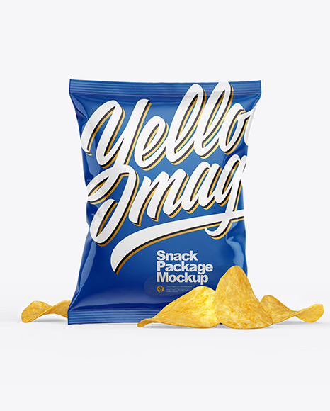 Glossy Snack Package w/ Chips Mockup