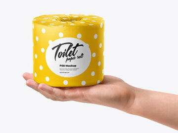 Toilet Paper Roll in a Hand Mockup