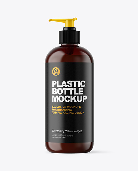 Amber Liquid Soap Bottle with Pupm Mockup