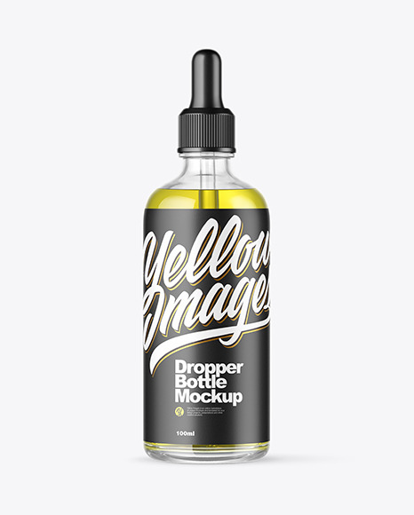 Clear Glass Dropper Bottle With Oil Mockup