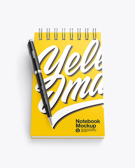 Matte Notebook Mockup With Pen