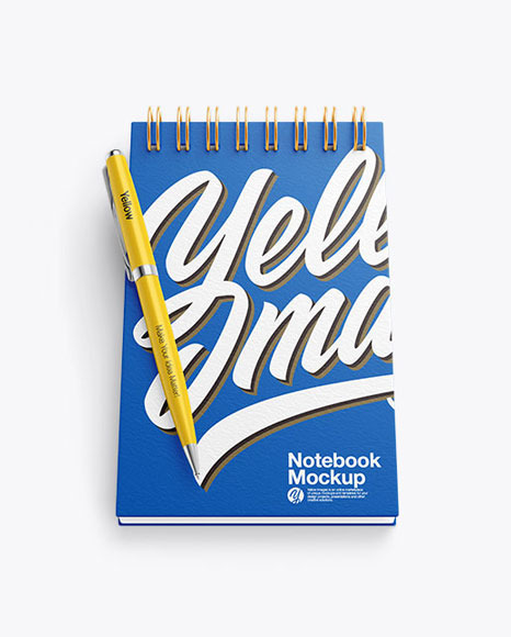 Textured Notebook Mockup With Pen