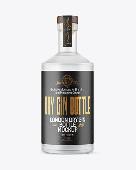 Frosted Glass Gin Bottle Mockup