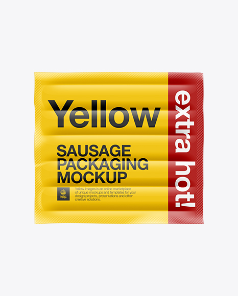 5 Sausages in Plastic Package Mockup
