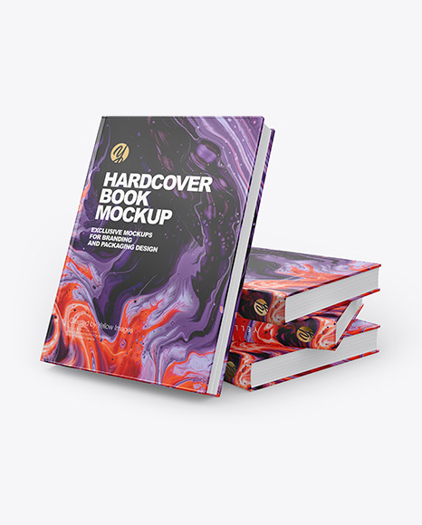 Hardcover Books w/ Glossy Cover Mockup