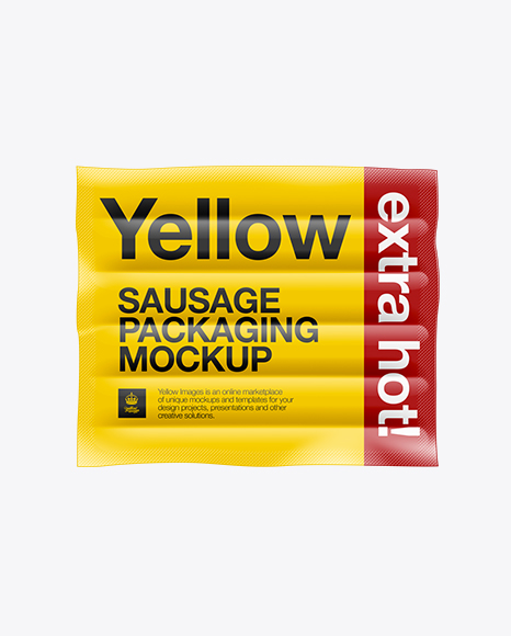 4 Sausages in Plastic Package Mockup