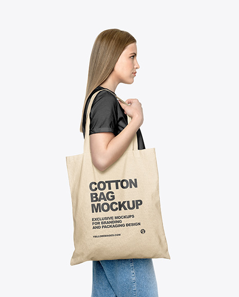 Girl w/ Cotton Bag Mockup