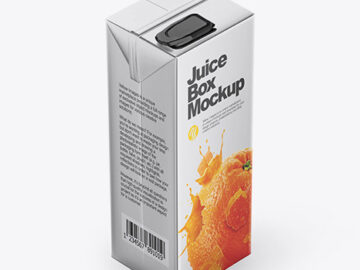 Metallic Juice Carton Package Mockup - Half Side View