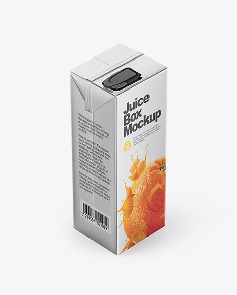 Metallic Juice Carton Package Mockup - Half Side View