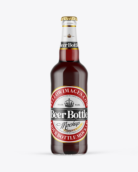 Clear Glass Bottle with Red Ale Mockup