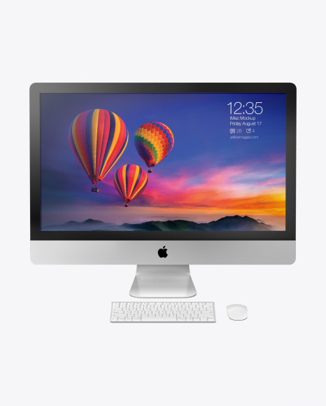 iMac with Keyboard and Mouse - Mockup
