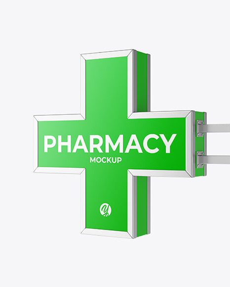 Pharmacy Signage w/ Metallic Frame Mockup